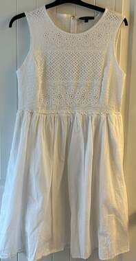 Lane Bryant White Eyelet Smocked Fit and Flare Dress Size 14